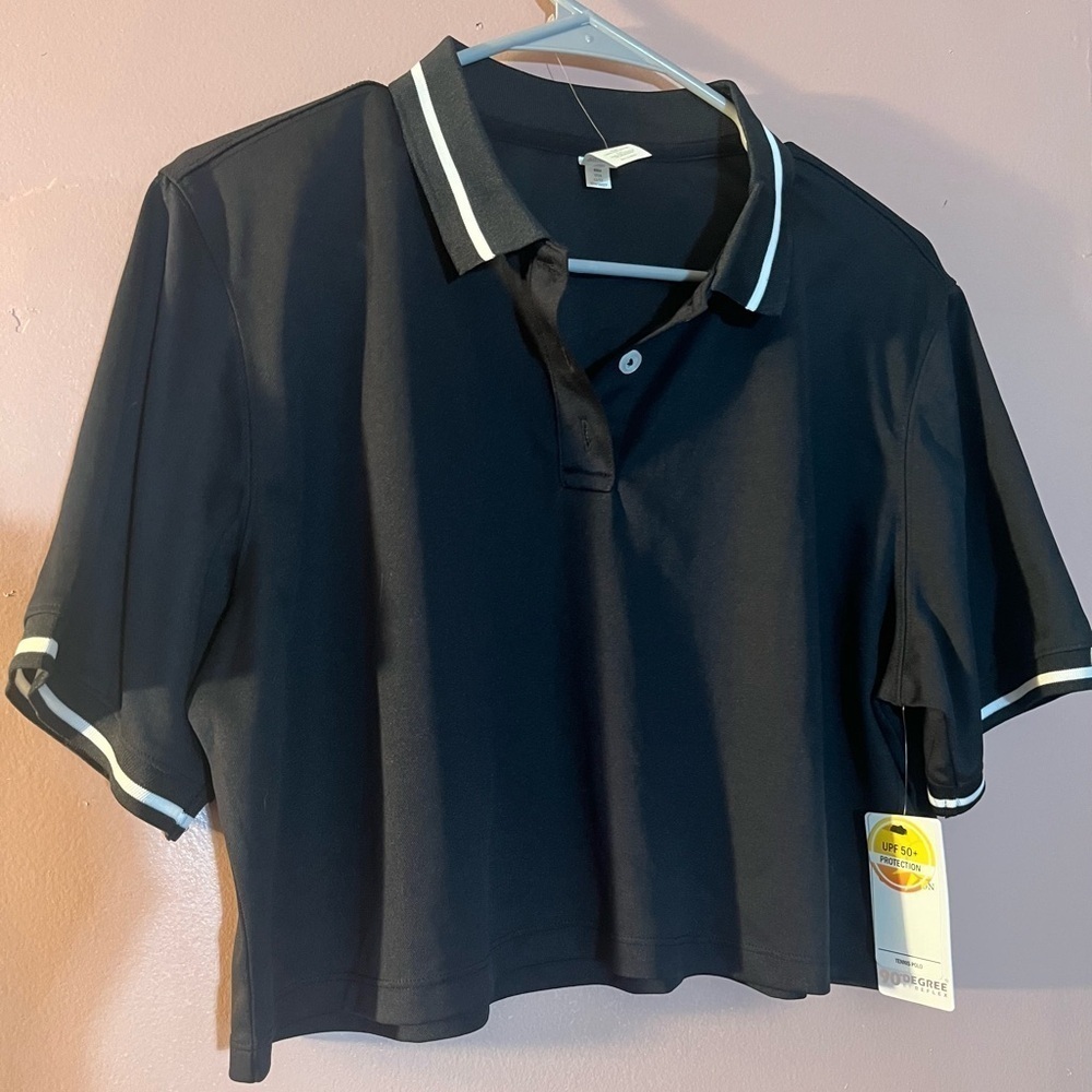 90 Degrees by Reflex UPF 50 black‎ Dynamic Pique Tennis Pickleball shirt Size XL